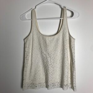 American Eagle Ivory Lace Zipper Back Tank Top Women Size XS